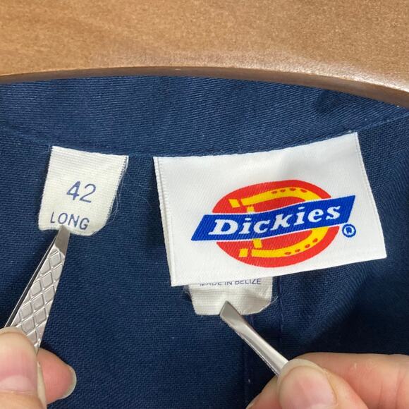 DICKIES Coveralls Mens 42 Tall/L Navy-Blue Long-Sleeve Zip Collared Cotton - Picture 3 of 16